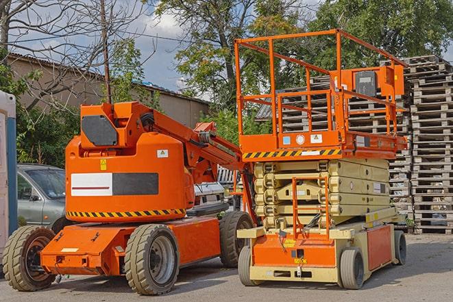 pallets being moved by forklift in a well-organized warehouse setting in Blackfoot